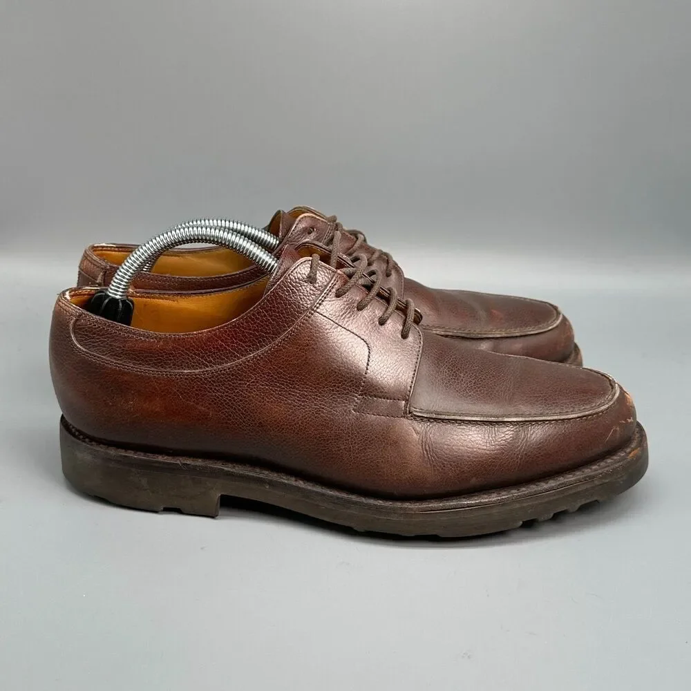John Lobb Barros Mens 9 Dark Brown Leather Derby Shoes Lace-Up Low Top Casual